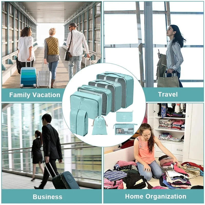 8 stuks verpakkingskubussen voor reizen, reiskubussen, set, opvouwbare koffer, organizer, lichte bagageopbergtassen (marineblauw 8 stuks verpakkingskubussen voor reizen, reiskubussen, set, opvouwbare koffer, organizer, lichte bagageopbergtassen (marineblauw